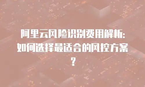 阿里云风险识别费用解析：如何选择最适合的风控方案？
