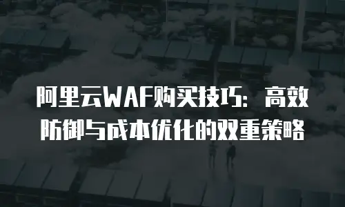 阿里云WAF购买技巧：高效防御与成本优化的双重策略
