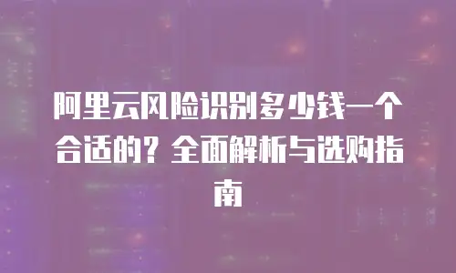 阿里云风险识别多少钱一个合适的？全面解析与选购指南