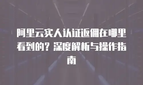 阿里云实人认证返佣在哪里看到的？深度解析与操作指南