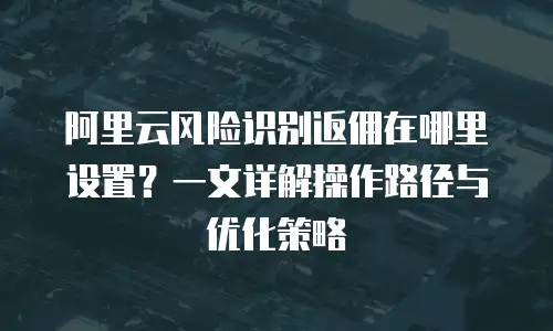阿里云风险识别返佣在哪里设置？一文详解操作路径与优化策略
