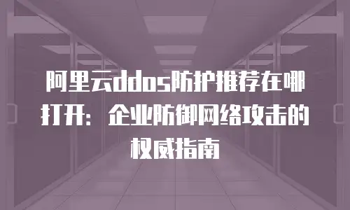 阿里云ddos防护推荐在哪打开：企业防御网络攻击的权威指南