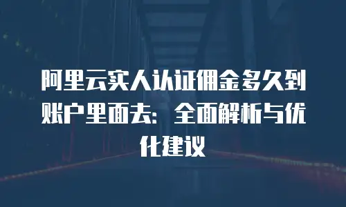 阿里云实人认证佣金多久到账户里面去：全面解析与优化建议