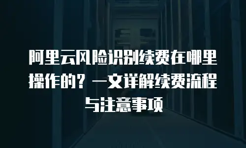 阿里云风险识别续费在哪里操作的？一文详解续费流程与注意事项