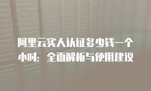 阿里云实人认证多少钱一个小时：全面解析与使用建议