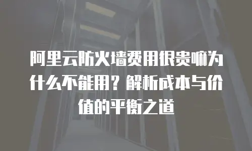 阿里云防火墙费用很贵嘛为什么不能用？解析成本与价值的平衡之道