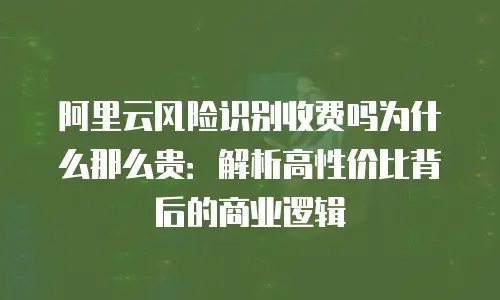 阿里云风险识别收费吗为什么那么贵：解析高性价比背后的商业逻辑