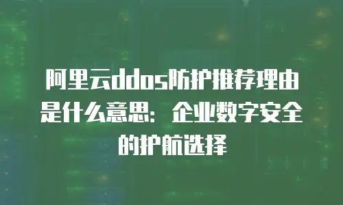 阿里云ddos防护推荐理由是什么意思：企业数字安全的护航选择