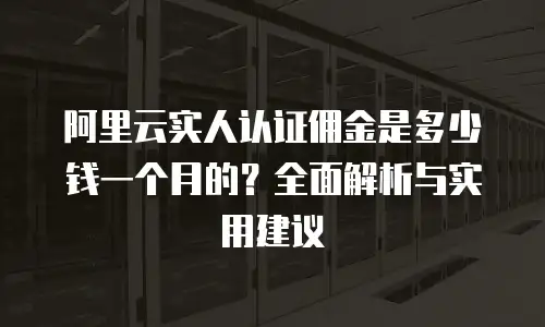 阿里云实人认证佣金是多少钱一个月的？全面解析与实用建议