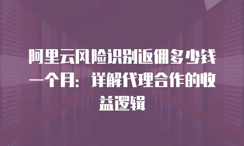 阿里云风险识别返佣多少钱一个月：详解代理合作的收益逻辑