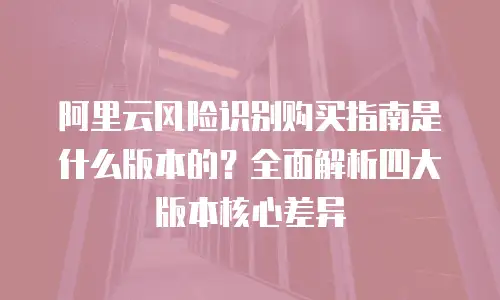 阿里云风险识别购买指南是什么版本的？全面解析四大版本核心差异
