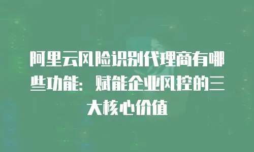 阿里云风险识别代理商有哪些功能：赋能企业风控的三大核心价值