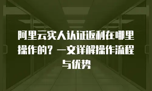 阿里云实人认证返利在哪里操作的？一文详解操作流程与优势