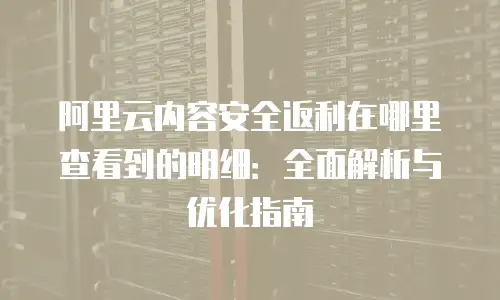 阿里云内容安全返利在哪里查看到的明细：全面解析与优化指南