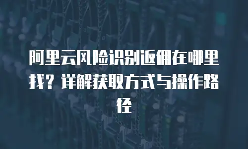 阿里云风险识别返佣在哪里找？详解获取方式与操作路径