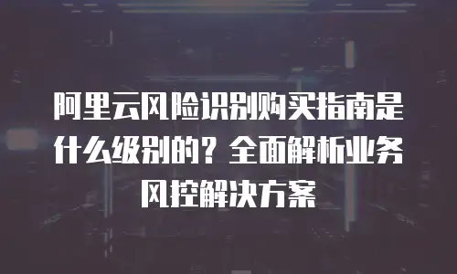阿里云风险识别购买指南是什么级别的？全面解析业务风控解决方案