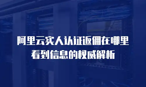 阿里云实人认证返佣在哪里看到信息的权威解析