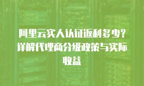 阿里云实人认证返利多少？详解代理商分级政策与实际收益