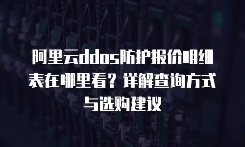 阿里云ddos防护报价明细表在哪里看？详解查询方式与选购建议