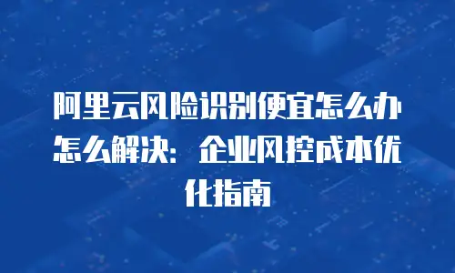 阿里云风险识别便宜怎么办怎么解决：企业风控成本优化指南