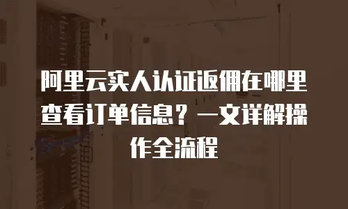 阿里云实人认证返佣在哪里查看订单信息？一文详解操作全流程