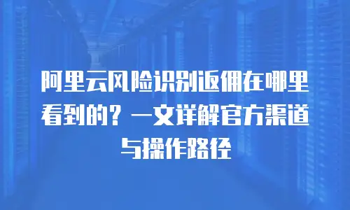 阿里云风险识别返佣在哪里看到的？一文详解官方渠道与操作路径