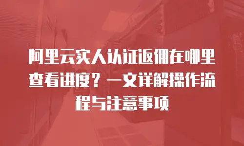 阿里云实人认证返佣在哪里查看进度？一文详解操作流程与注意事项