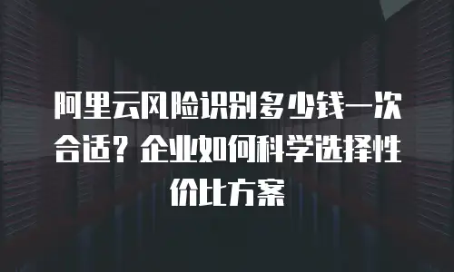 阿里云风险识别多少钱一次合适？企业如何科学选择性价比方案