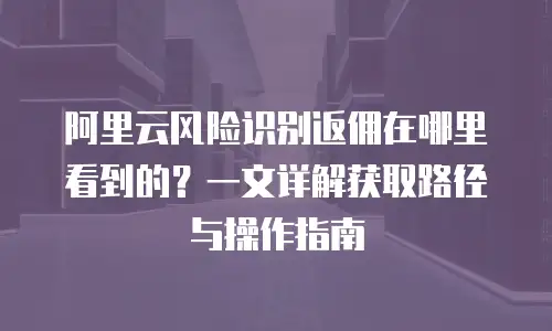 阿里云风险识别返佣在哪里看到的？一文详解获取路径与操作指南