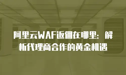 阿里云WAF返佣在哪里：解析代理商合作的黄金机遇