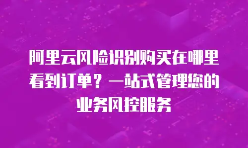 阿里云风险识别购买在哪里看到订单？一站式管理您的业务风控服务