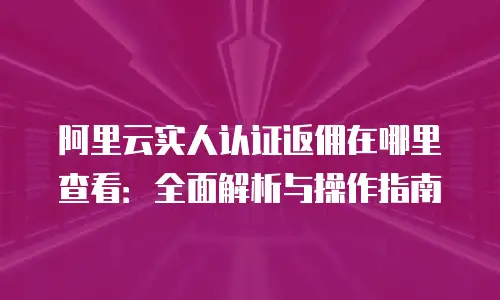 阿里云实人认证返佣在哪里查看：全面解析与操作指南