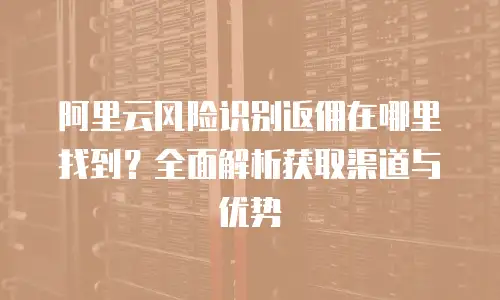 阿里云风险识别返佣在哪里找到？全面解析获取渠道与优势