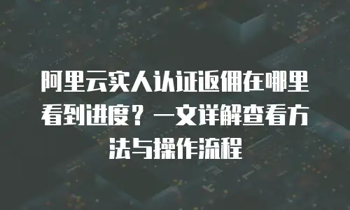 阿里云实人认证返佣在哪里看到进度？一文详解查看方法与操作流程