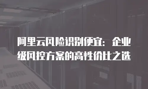 阿里云风险识别便宜：企业级风控方案的高性价比之选