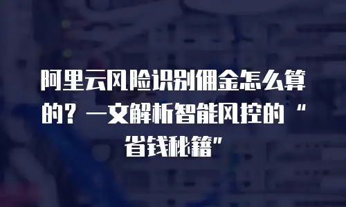 阿里云风险识别佣金怎么算的？一文解析智能风控的“省钱秘籍”