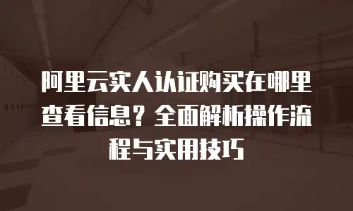 阿里云实人认证购买在哪里查看信息？全面解析操作流程与实用技巧
