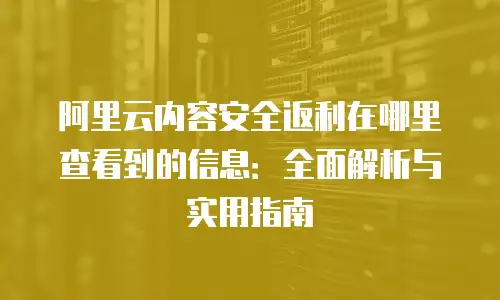 阿里云内容安全返利在哪里查看到的信息：全面解析与实用指南