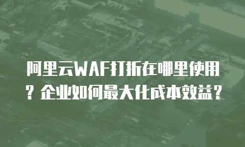 阿里云WAF打折在哪里使用？企业如何最大化成本效益？