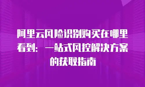 阿里云风险识别购买在哪里看到：一站式风控解决方案的获取指南