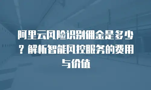 阿里云风险识别佣金是多少？解析智能风控服务的费用与价值