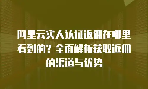 阿里云实人认证返佣在哪里看到的？全面解析获取返佣的渠道与优势