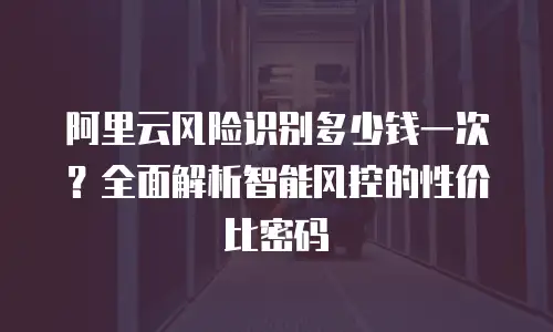 阿里云风险识别多少钱一次？全面解析智能风控的性价比密码