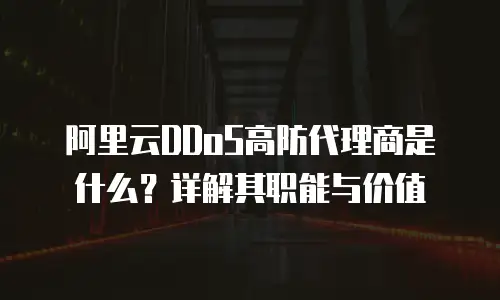 阿里云DDoS高防代理商是什么？详解其职能与价值