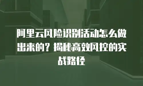 阿里云风险识别活动怎么做出来的？揭秘高效风控的实战路径
