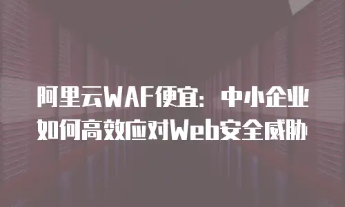 阿里云WAF便宜：中小企业如何高效应对Web安全威胁