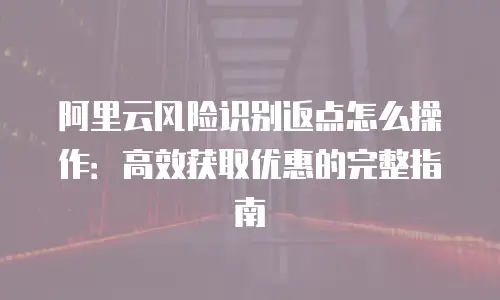 阿里云风险识别返点怎么操作：高效获取优惠的完整指南