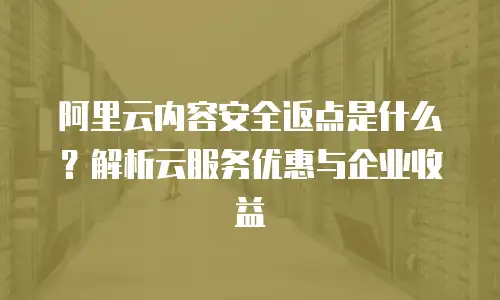 阿里云内容安全返点是什么？解析云服务优惠与企业收益