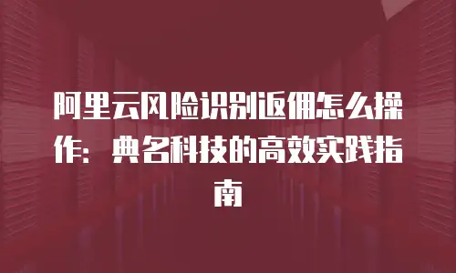 阿里云风险识别返佣怎么操作：典名科技的高效实践指南