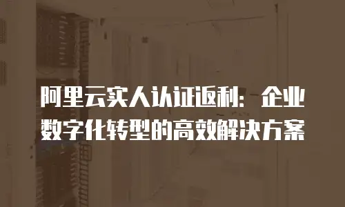 阿里云实人认证返利：企业数字化转型的高效解决方案